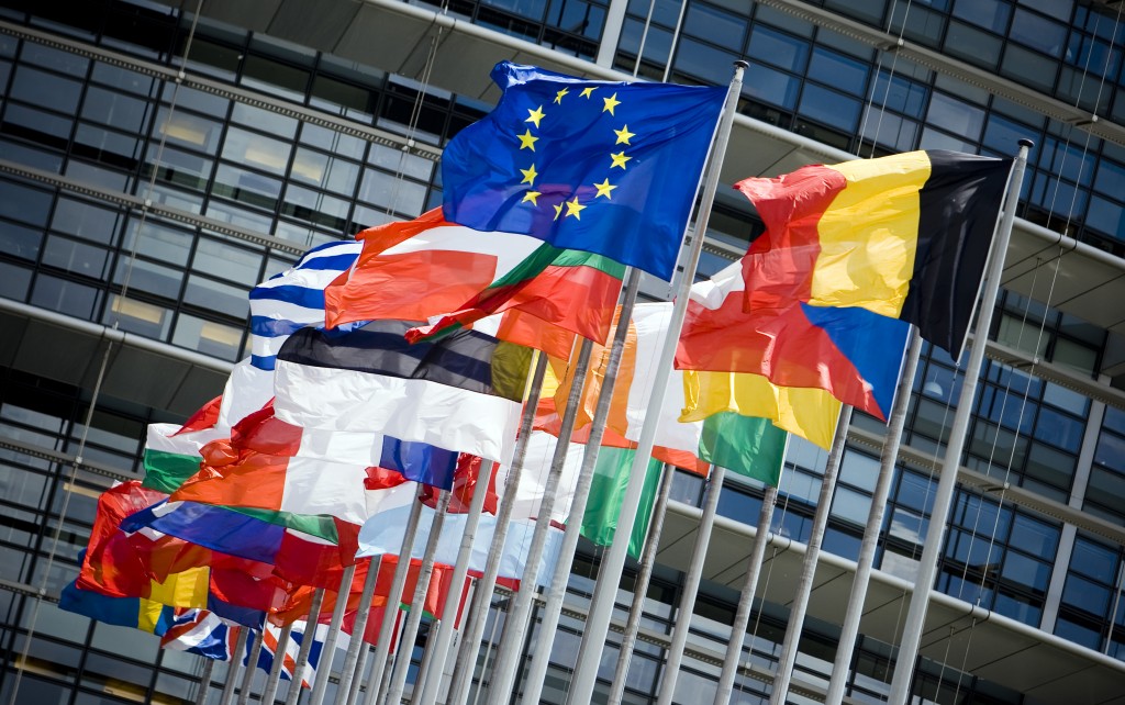 Flags of EU nations in Strasbourg