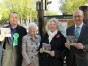 Jean with (from left) campaigners Chris Smith and Maureen Childs, as well as Clean Air in London director Simon Birkett (right) on the streets of Tower Hamlets campaigning about air pollution in the borough